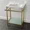 Kingston Brass VPB24187W87 24-Inch Ceramic Console Sink (8-Inch, 3-Hole), White/Brushed Brass VPB24187W87 - alternate 2